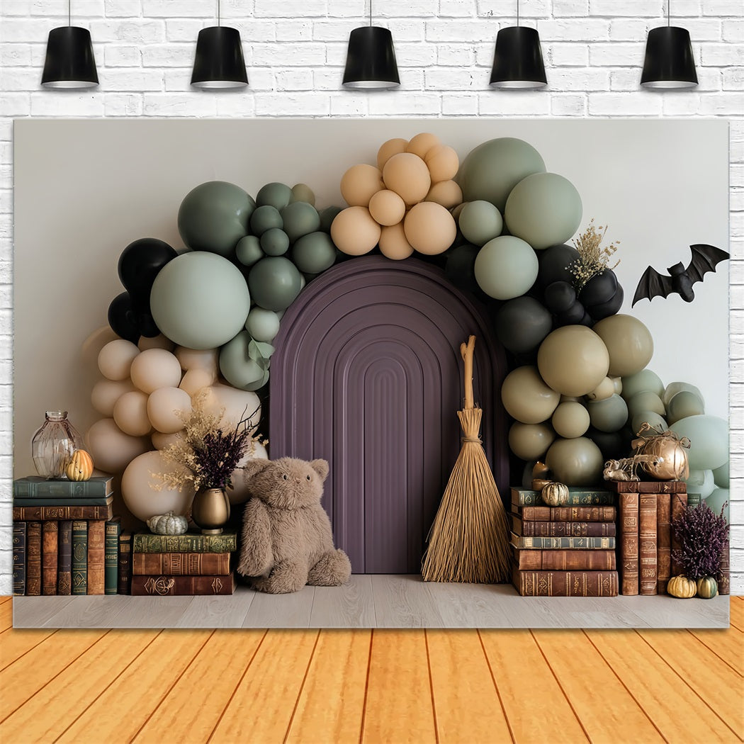 Cake Smash Backdrop Boy Witch Teddy Balloon Library Birthday Backdrop UK TWW59-226