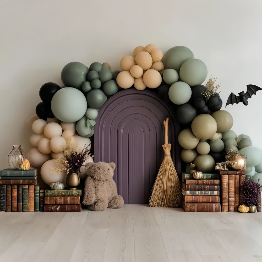 Cake Smash Backdrop Boy Witch Teddy Balloon Library Birthday Backdrop UK TWW59-226