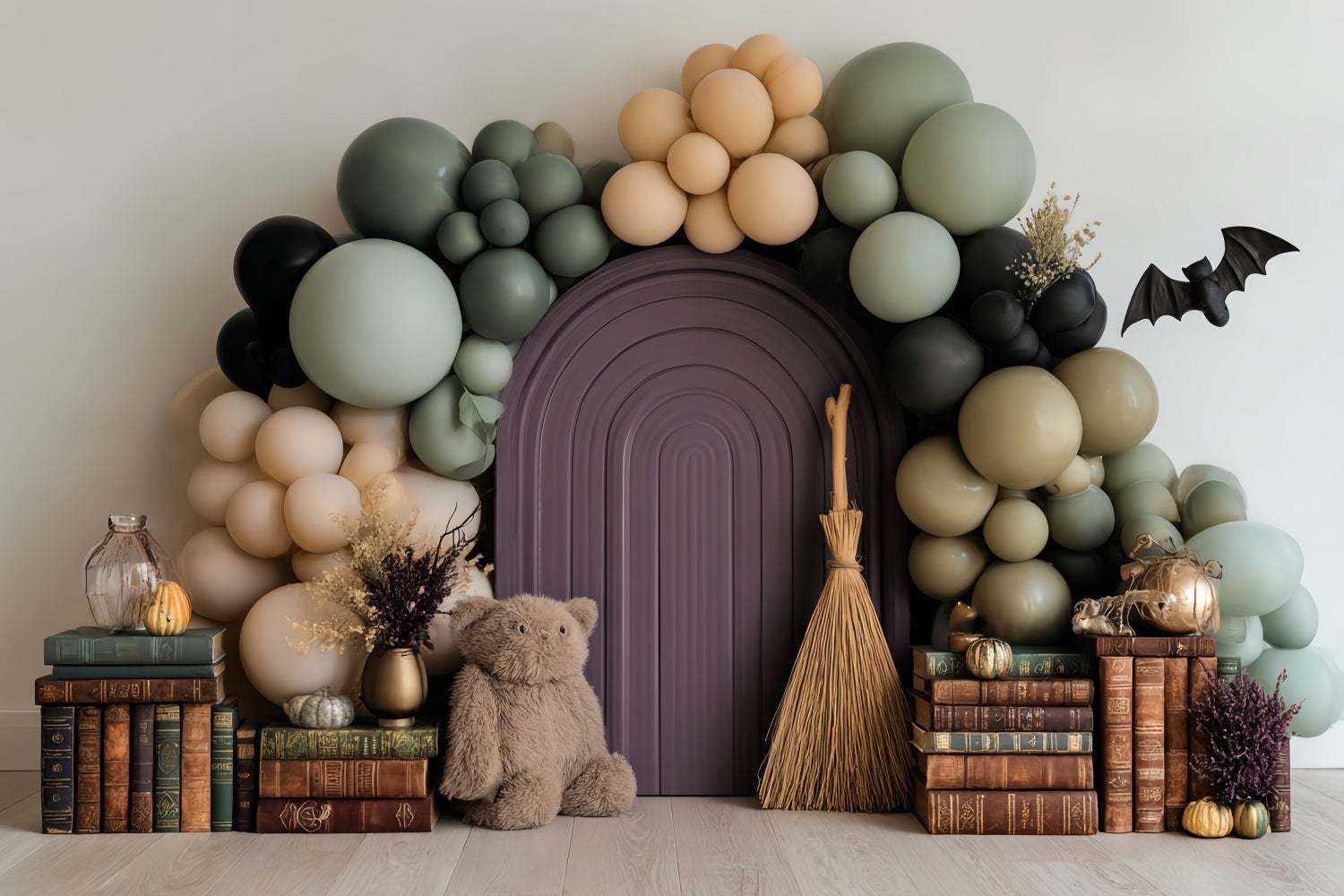 Cake Smash Backdrop Boy Witch Teddy Balloon Library Birthday Backdrop UK TWW59-226