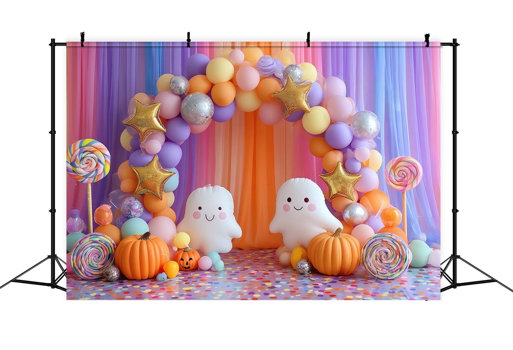 Cake Smash Backdrops Colorful Candy Ghost Party Happy Birthday Backdrop UK TWW59-231