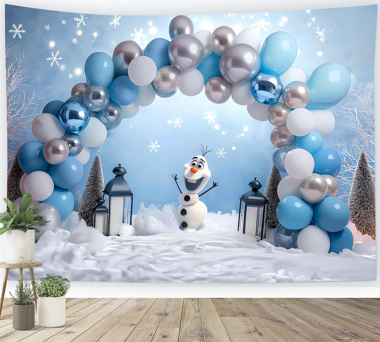 Cake Smash Backdrops Snowman Winter Balloon Arch Backdrop for Birthday UK TWW59-235