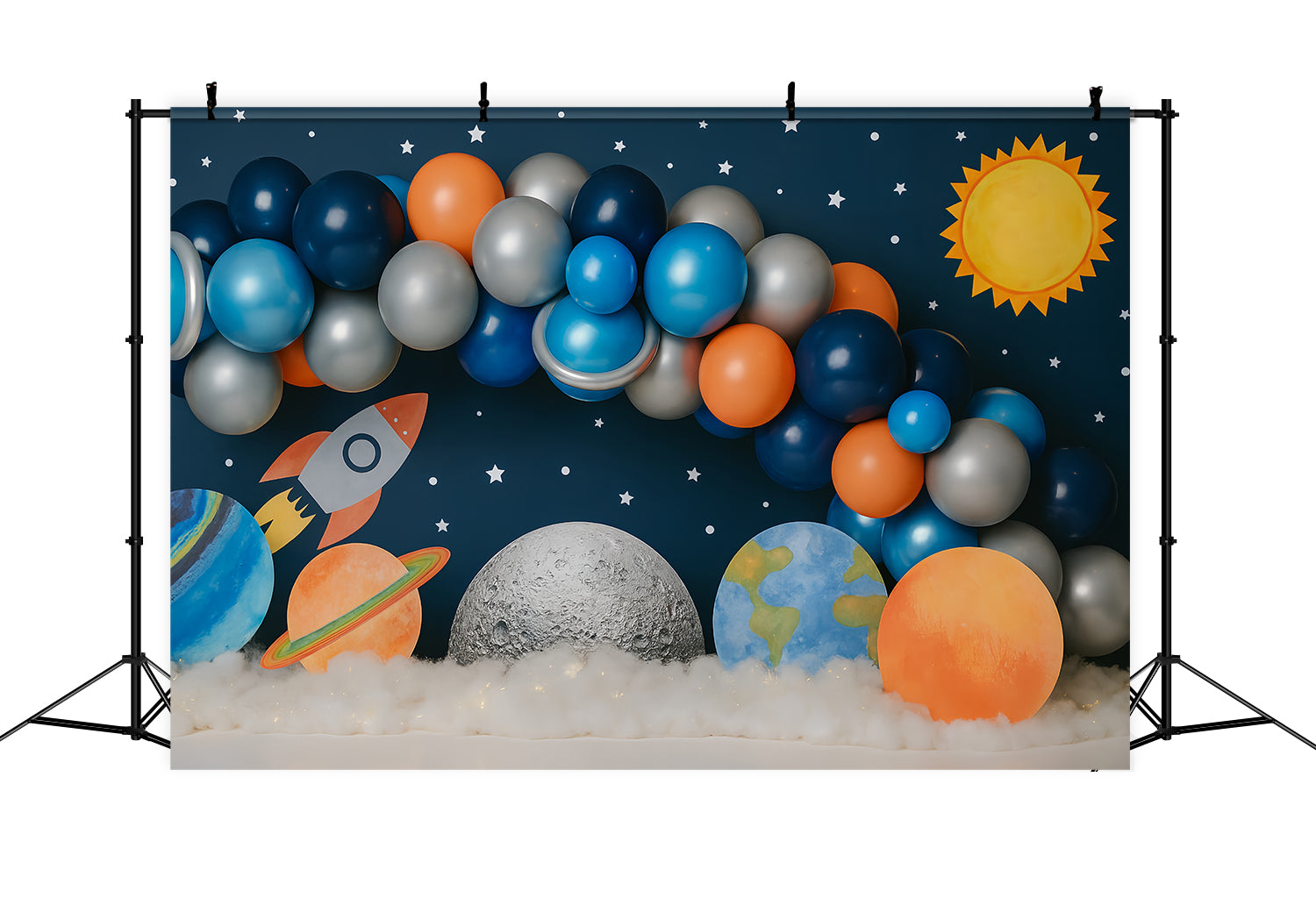 Cake Smash Backdrop Boy Space Galaxy Rocket Adventure Birthday Backdrop UK TWW59-239