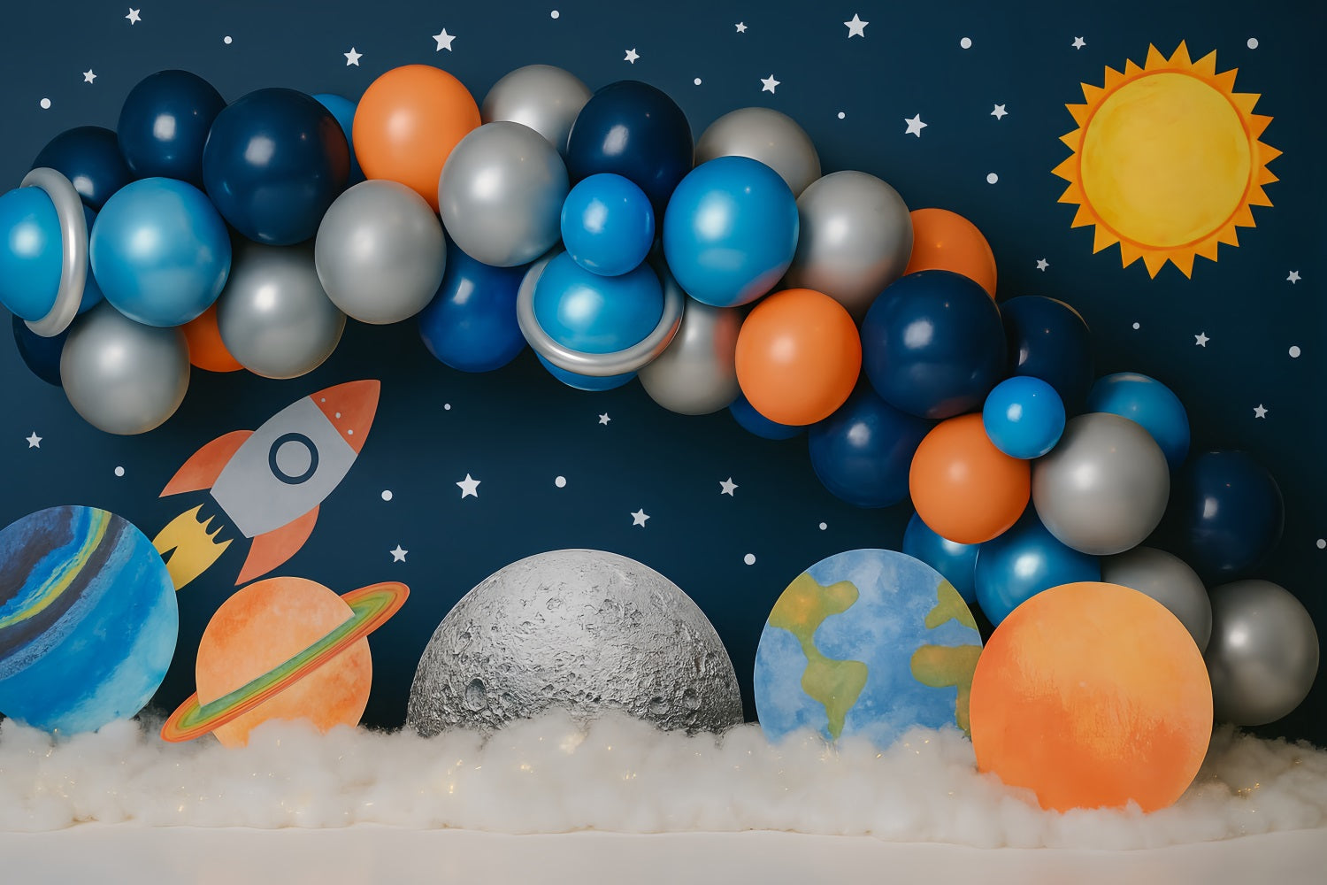 Cake Smash Backdrop Boy Space Galaxy Rocket Adventure Birthday Backdrop UK TWW59-239