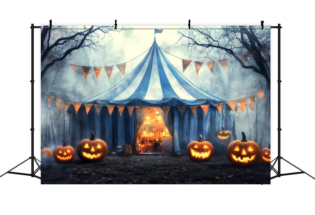 Halloween Circus Backdrop Foggy Pumpkin Haunted Tent Circus Backdrop Ideas UK TWW59-24