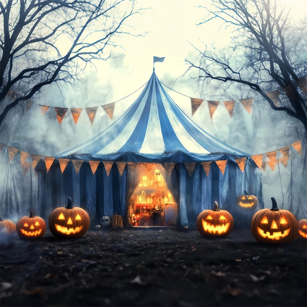 Halloween Circus Backdrop Foggy Pumpkin Haunted Tent Circus Backdrop Ideas UK TWW59-24