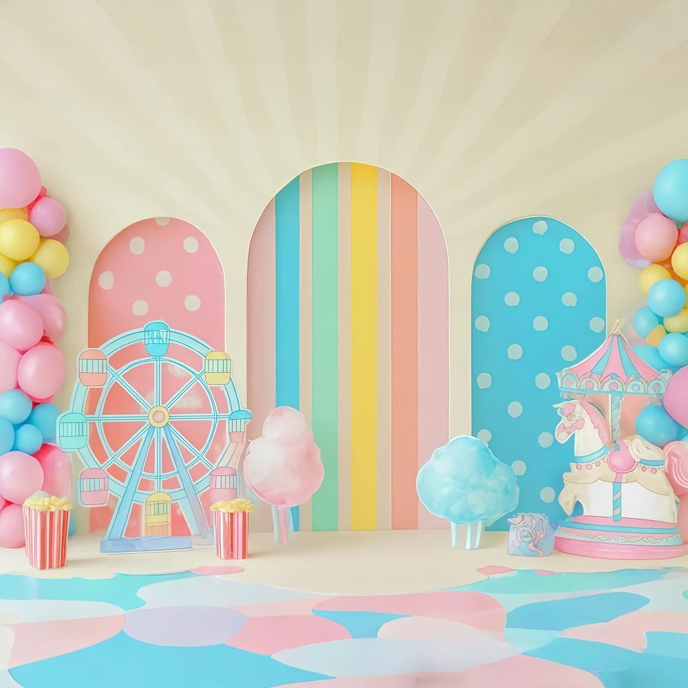 Cake Smash Backdrops Pastel Carnival Funland Delight Happy Birthday Backdrop UK TWW59-244