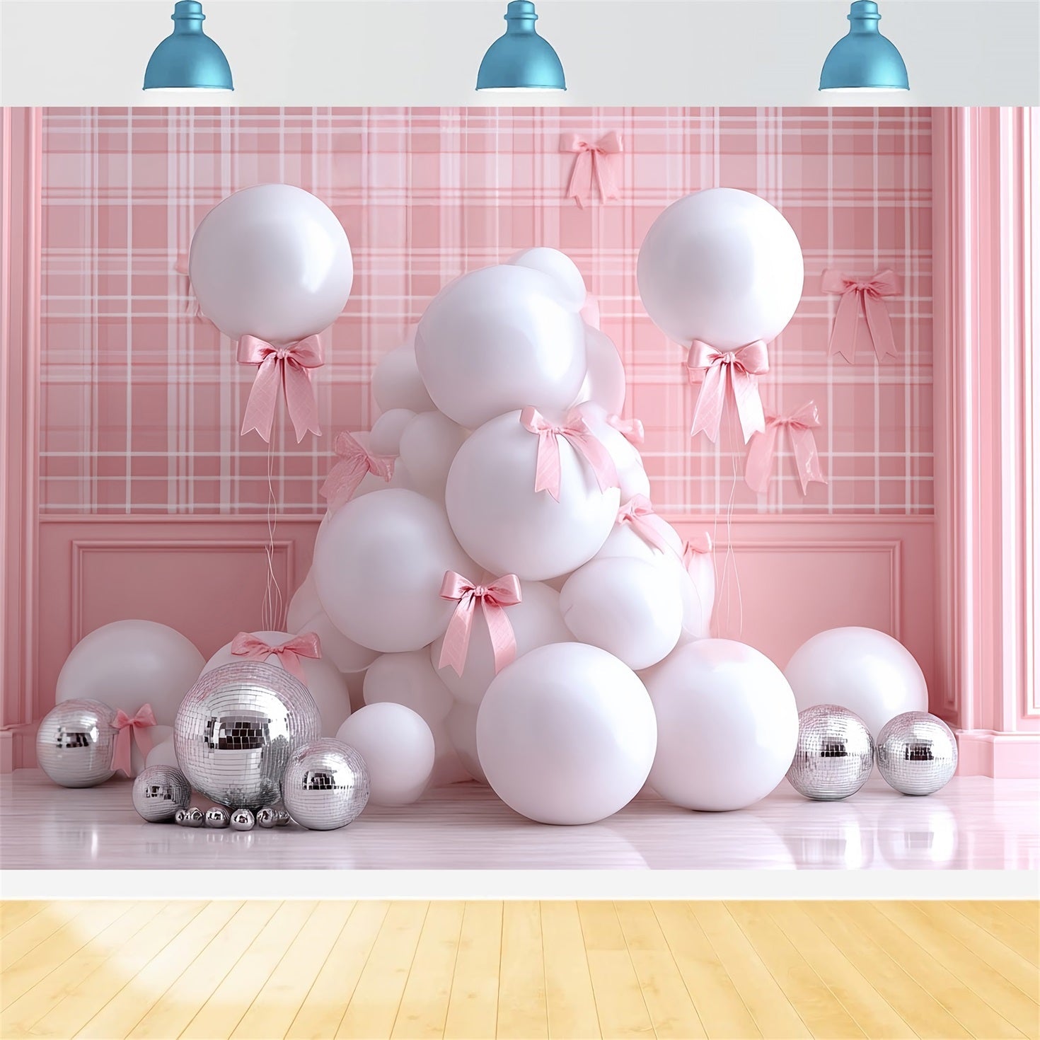 Cake Smash Backdrop Pink Bow Glam Balloons Smash Cake Backdrop UK TWW59-249