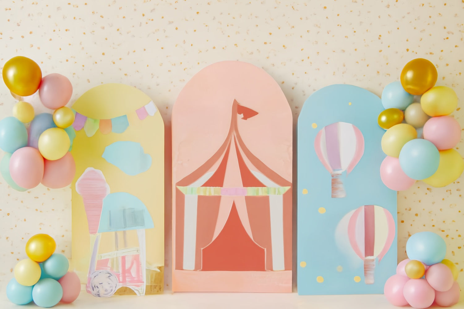 Cake Smash Backdrop Pastel Circus Carnival Fun Birthday Backdrops UK TWW59-259