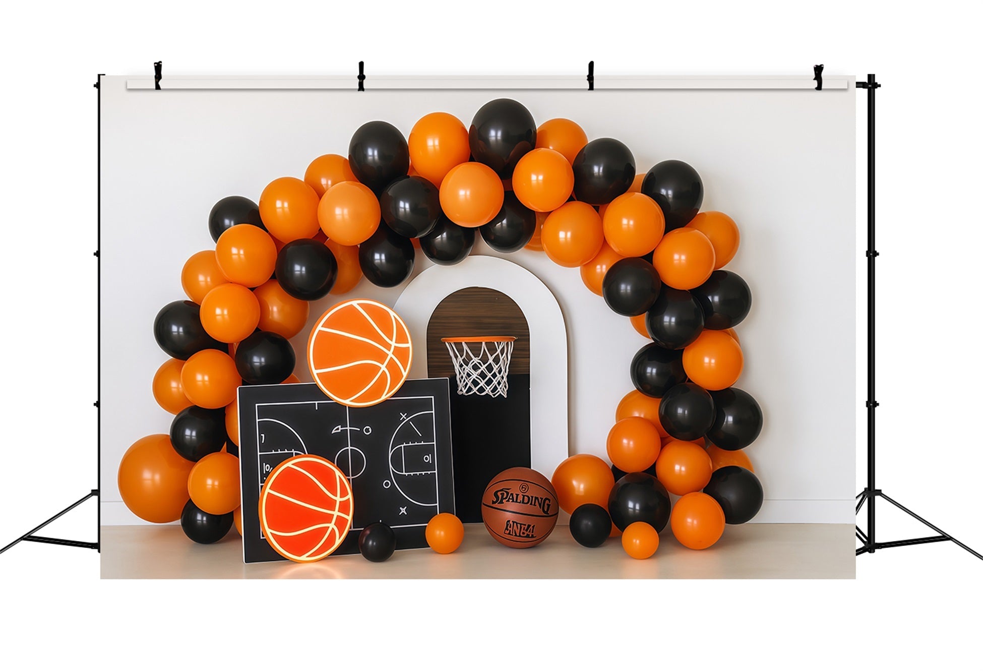 Cake Smash Backdrops Basketball Hoop Neon Party Birthday Photo Backdrop UK TWW59-260