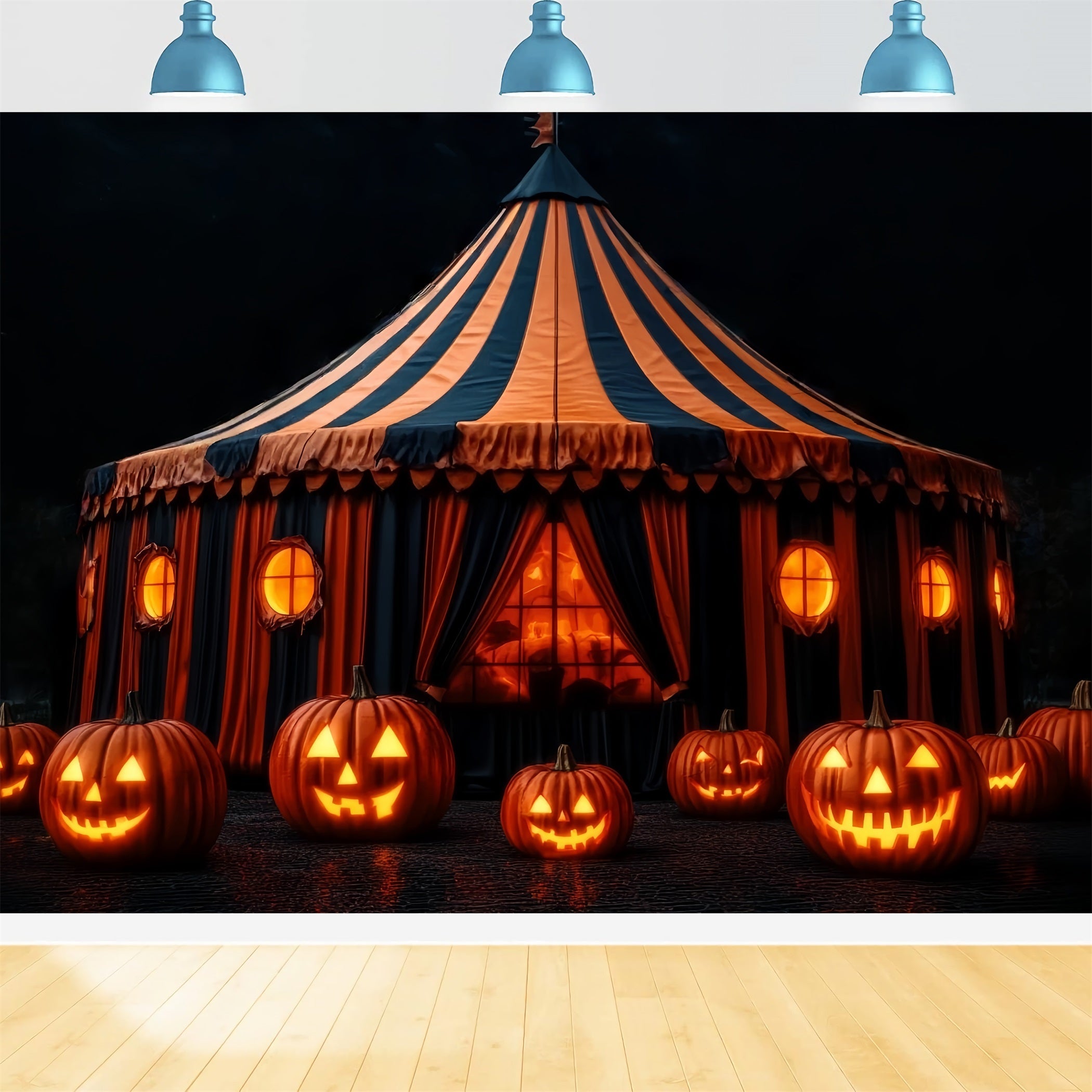 Halloween Circus Backdrop Pumpkin Lantern Spooky Tent Circus Backdrop Ideas UK TWW59-28