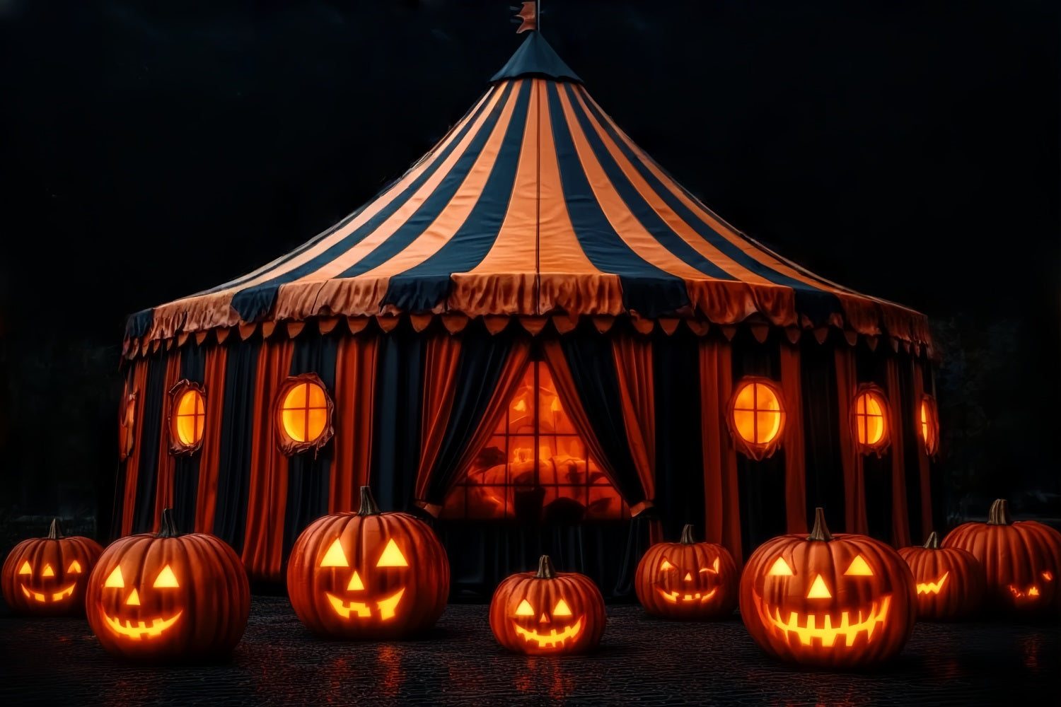 Halloween Circus Backdrop Pumpkin Lantern Spooky Tent Circus Backdrop Ideas UK TWW59-28