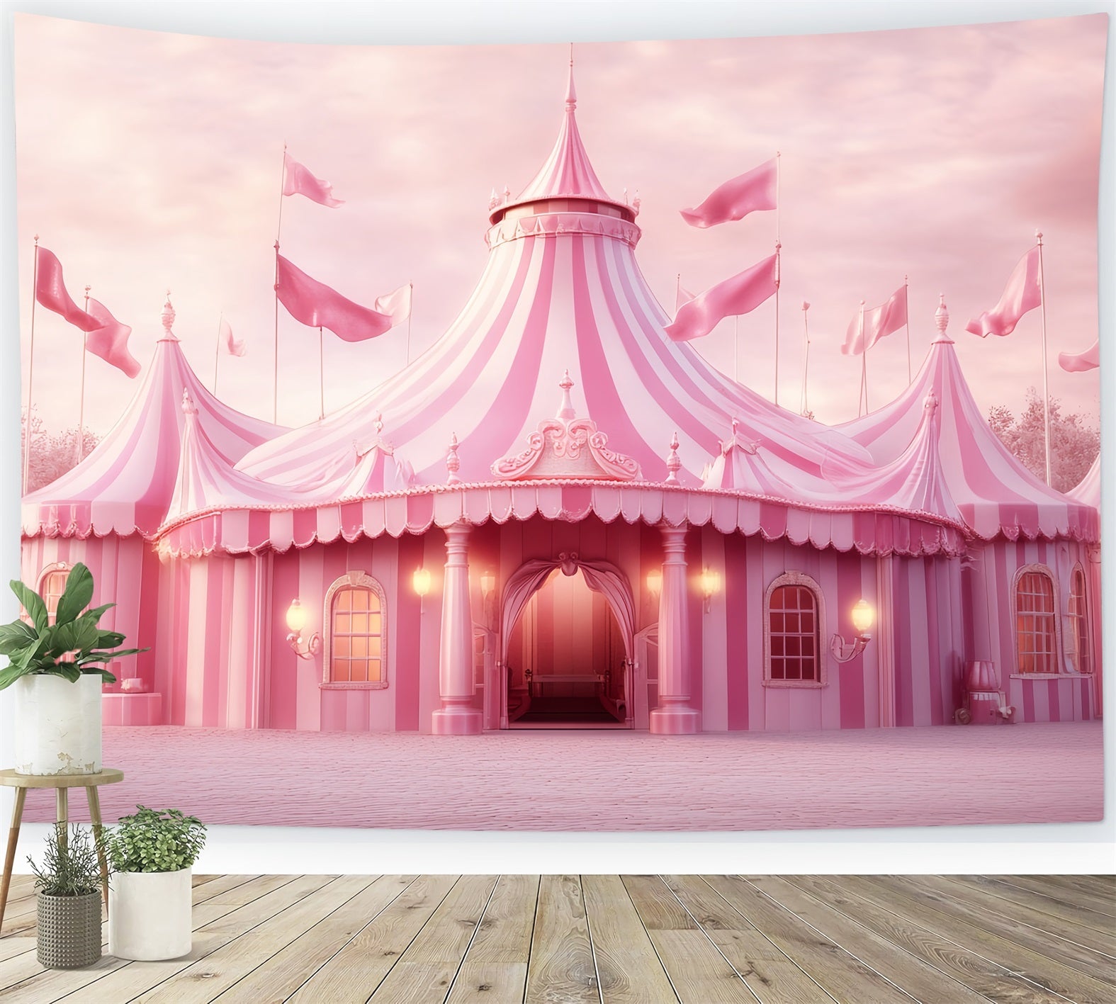 Carnival Tent Backdrop Pink Fairytale Carnival Tent Pink Circus Backdrop UK TWW59-30
