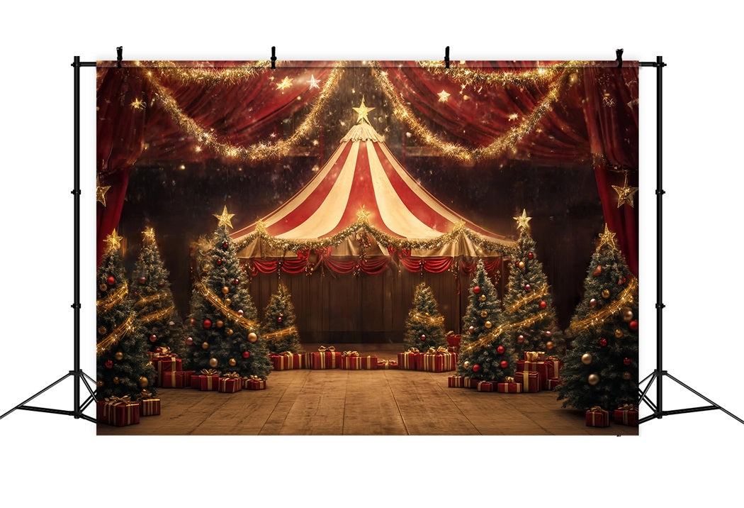 Christmas Circus Backdrop Golden Star Garland Tent Photography Circus Backdrop UK TWW59-34