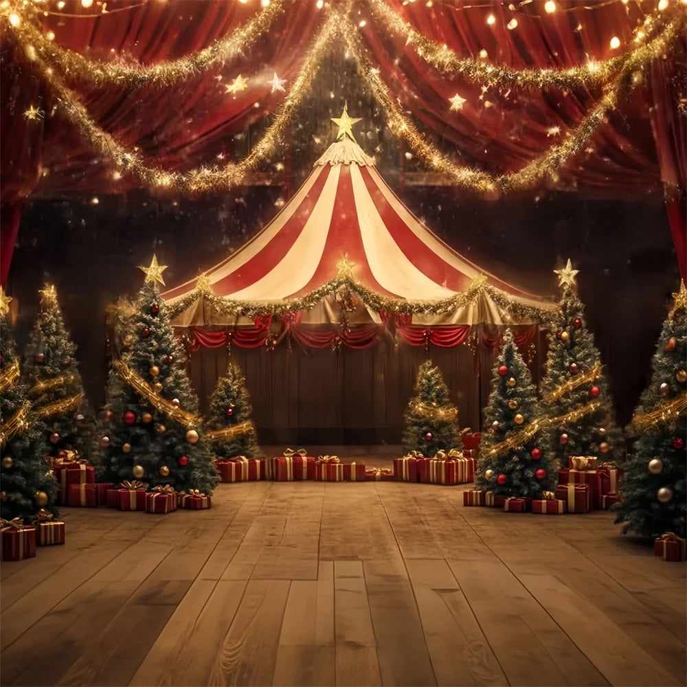 Christmas Circus Backdrop Golden Star Garland Tent Photography Circus Backdrop UK TWW59-34