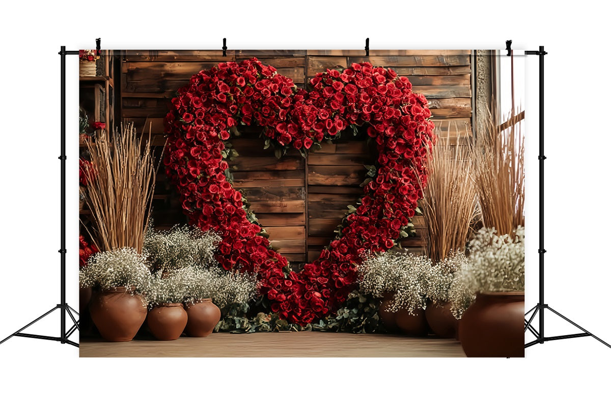 Wedding Rustic Backdrop Red Rose Heart Arrangement Elegant Wedding Backdrop UK TWW59-39