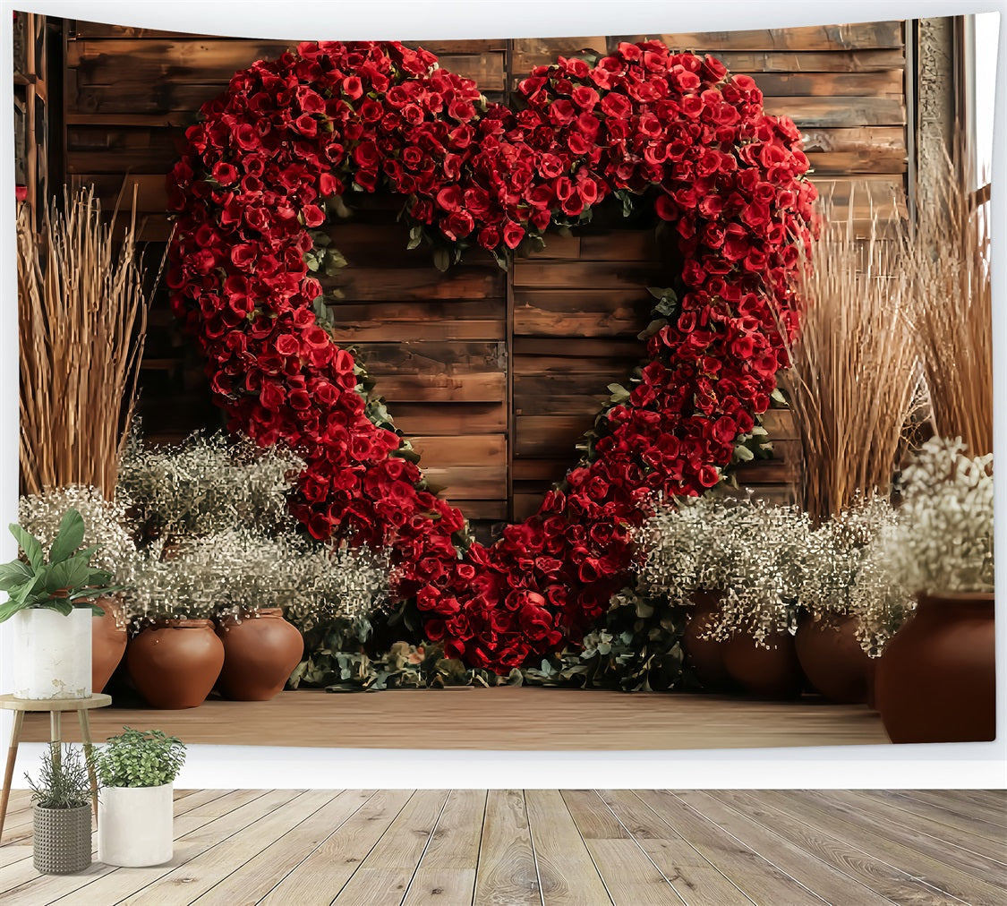 Wedding Rustic Backdrop Red Rose Heart Arrangement Elegant Wedding Backdrop UK TWW59-39