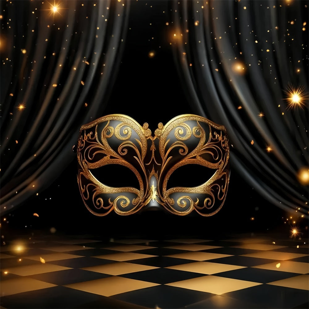 Mask Carnival Backdrop Golden Ornate Masquerade Carnival Backdrop Ideas UK TWW59-4