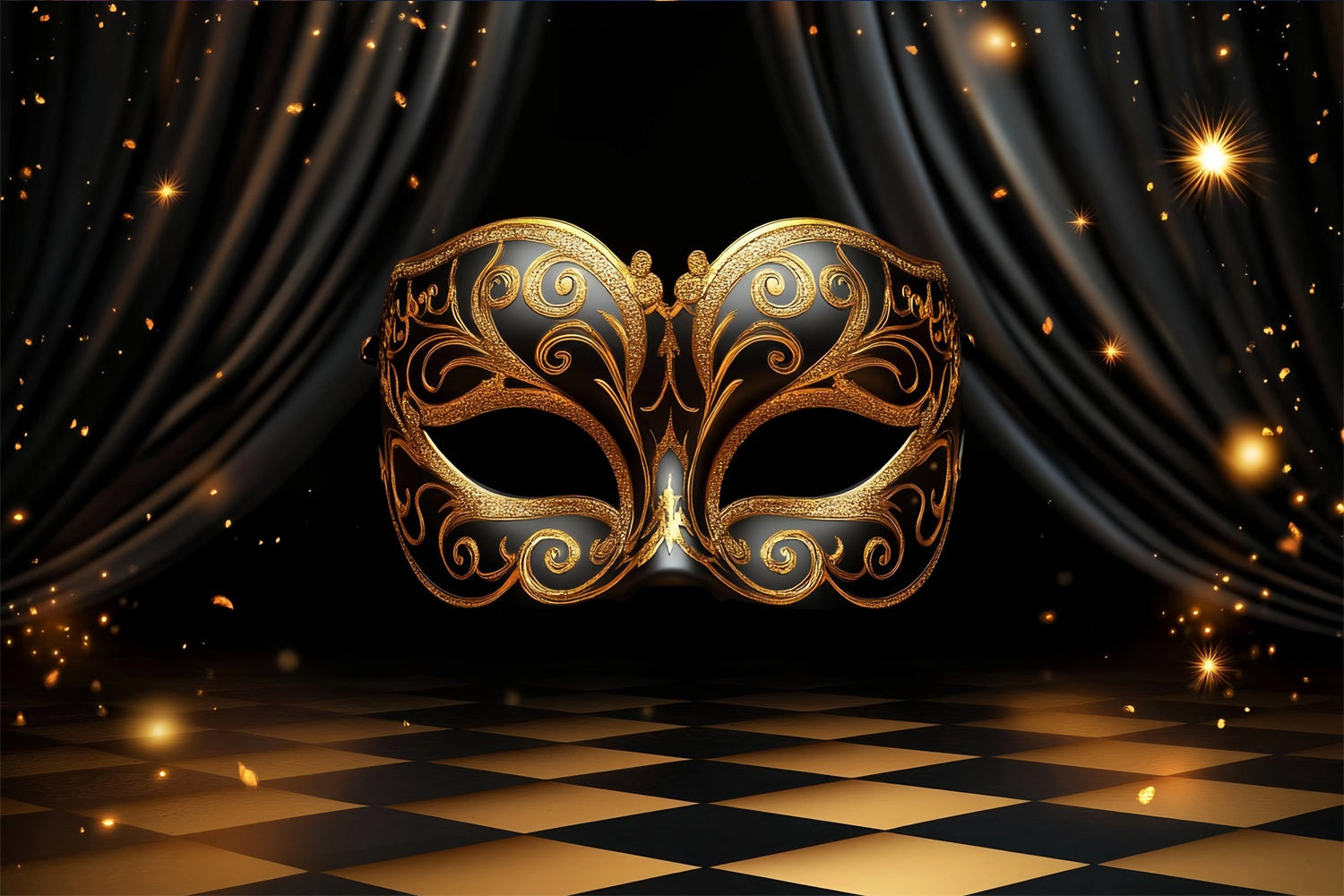 Mask Carnival Backdrop Golden Ornate Masquerade Carnival Backdrop Ideas UK TWW59-4