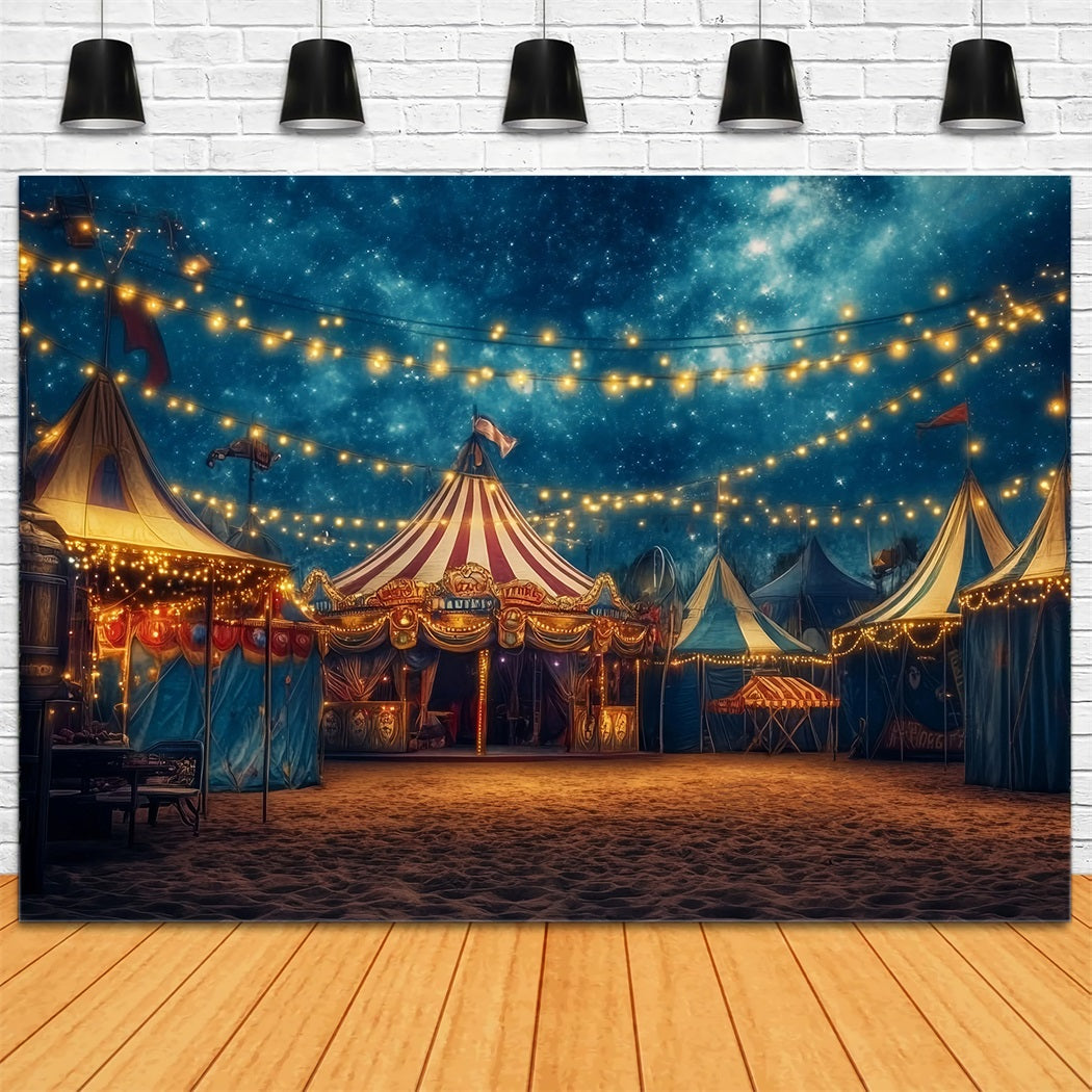 Carnival Tent Backdrop Starry Night Festive Lights Photography Circus Backdrop UK TWW59-5