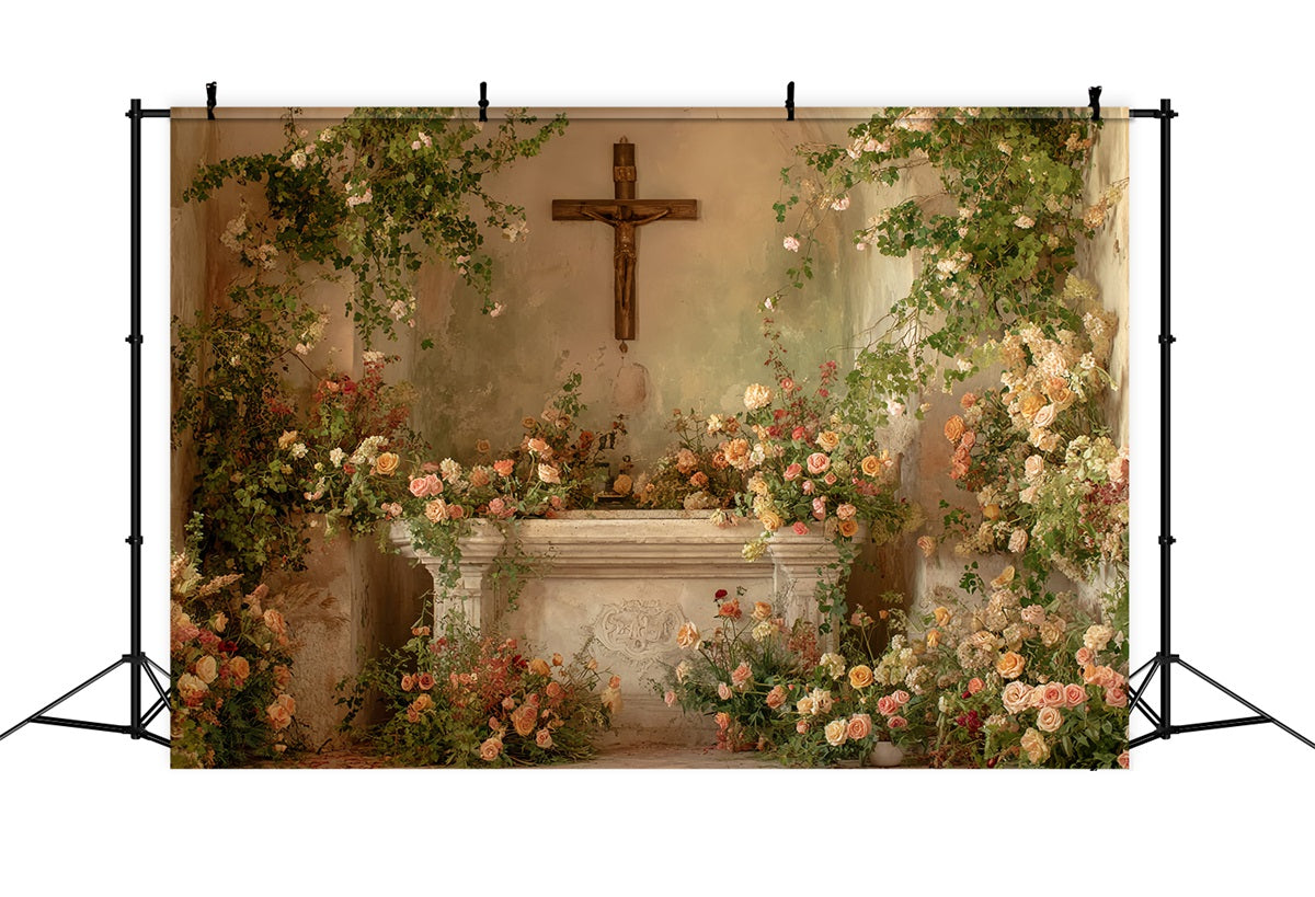 Wedding Backdrop Romantic Floral Chapel Altar Wedding Backdrop Ideas UK TWW59-58