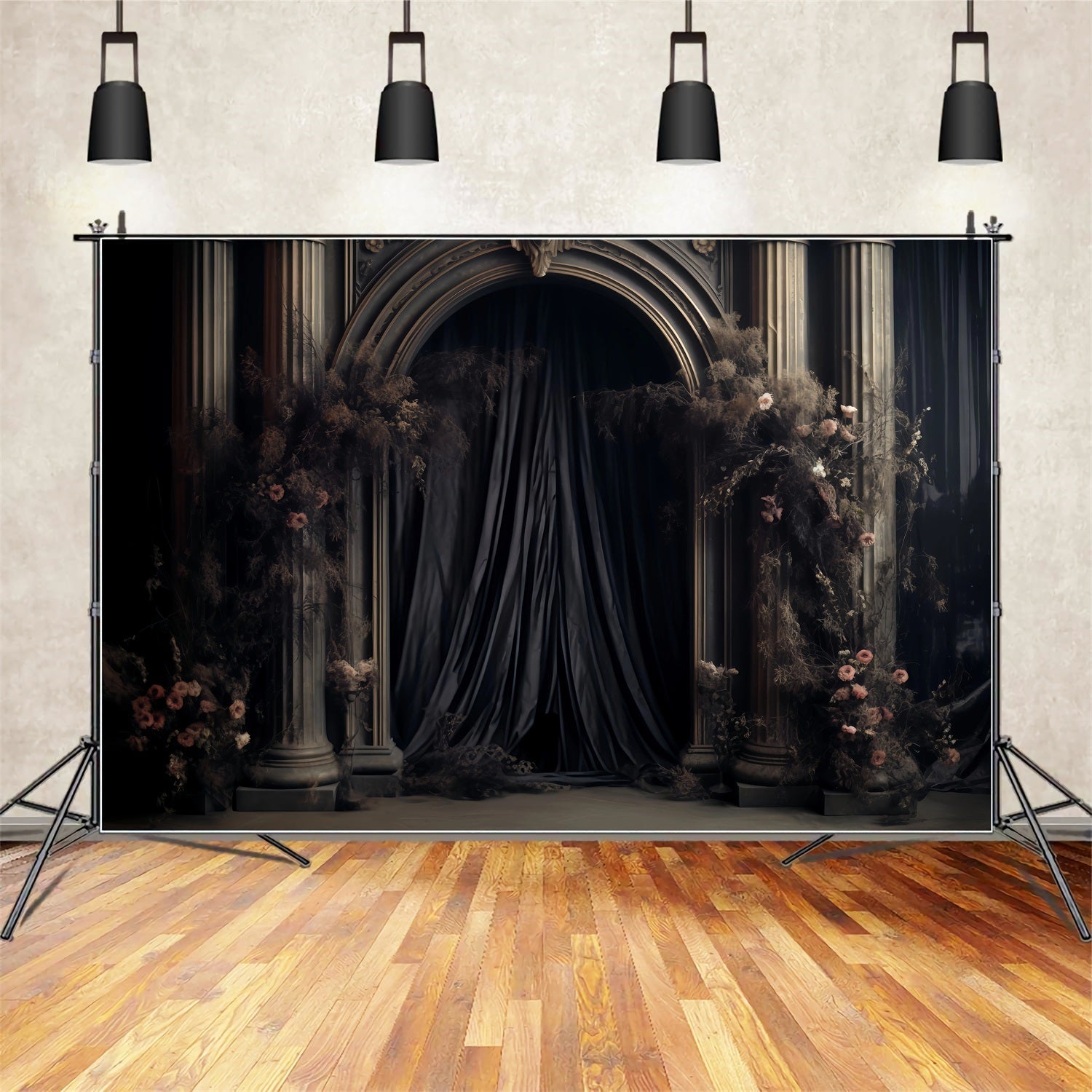 Wedding Gothique Backdrop Gothic Columns Dark Floral Wedding Backdrops UK TWW59-59