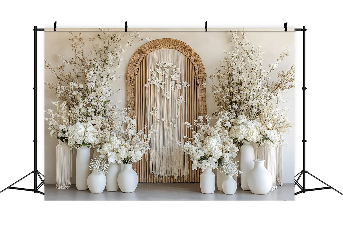 Wedding Boho Backdrop Rustic Arch White Blossoms Wedding Backdrop UK TWW59-61