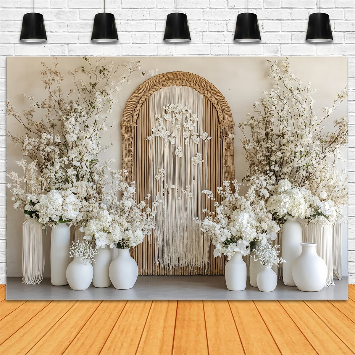 Wedding Boho Backdrop Rustic Arch White Blossoms Wedding Backdrop UK TWW59-61