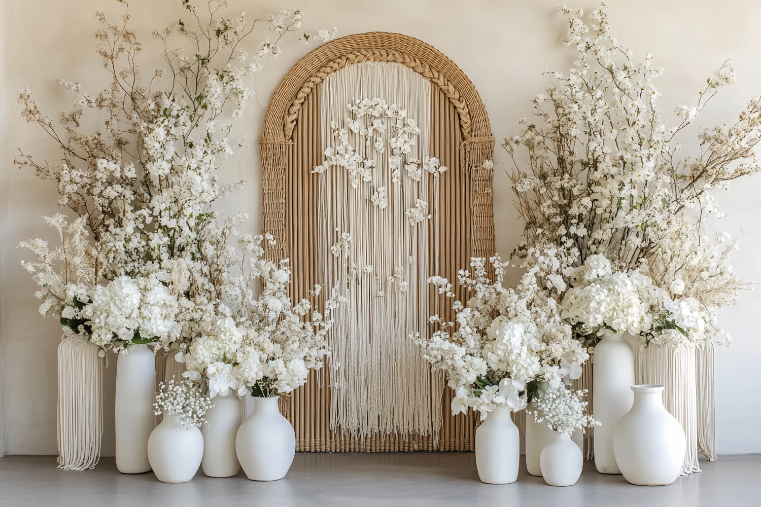 Wedding Boho Backdrop Rustic Arch White Blossoms Wedding Backdrop UK TWW59-61