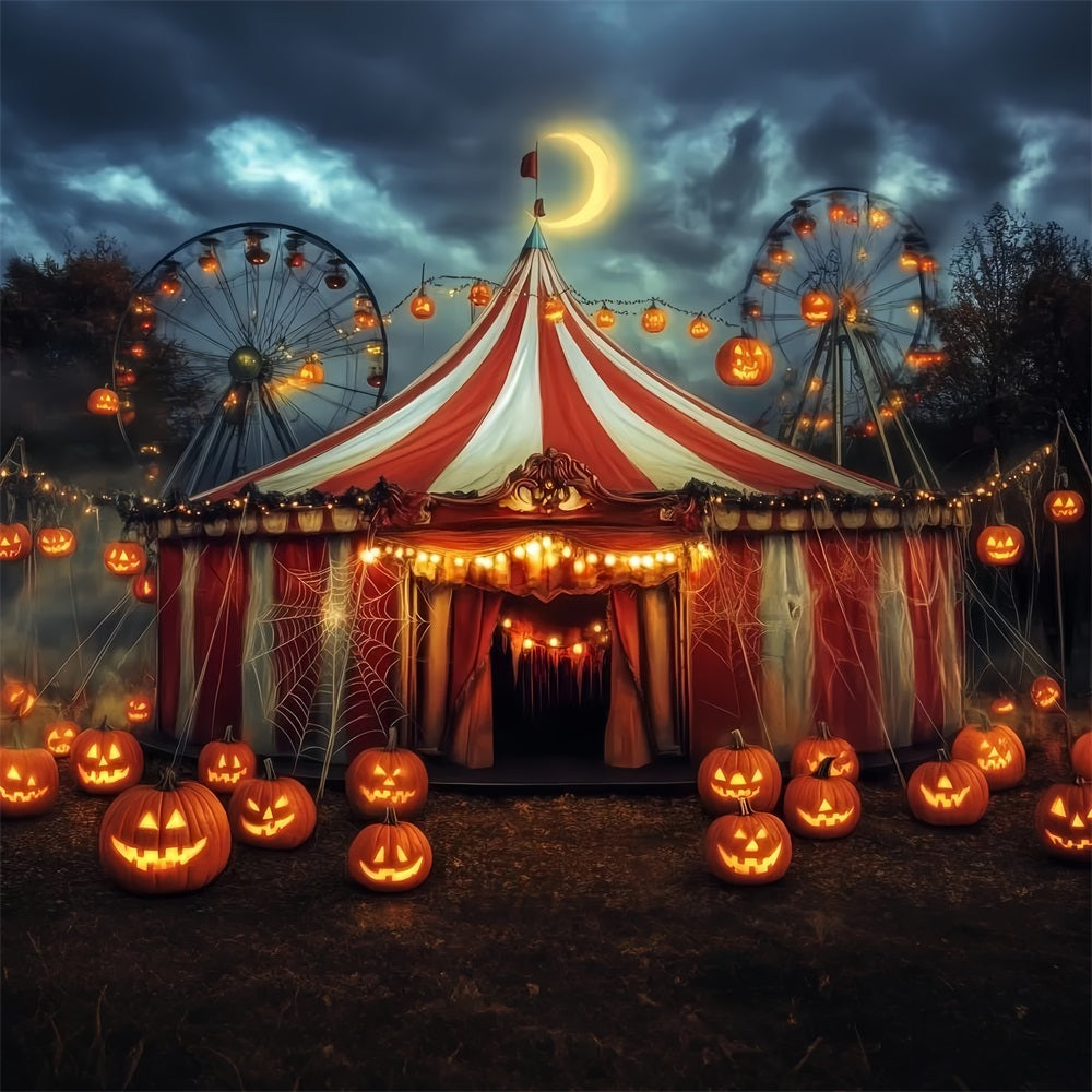 Halloween Circus Backdrop Pumpkin Lantern Haunted Tent Circus Backdrop UK TWW59-7