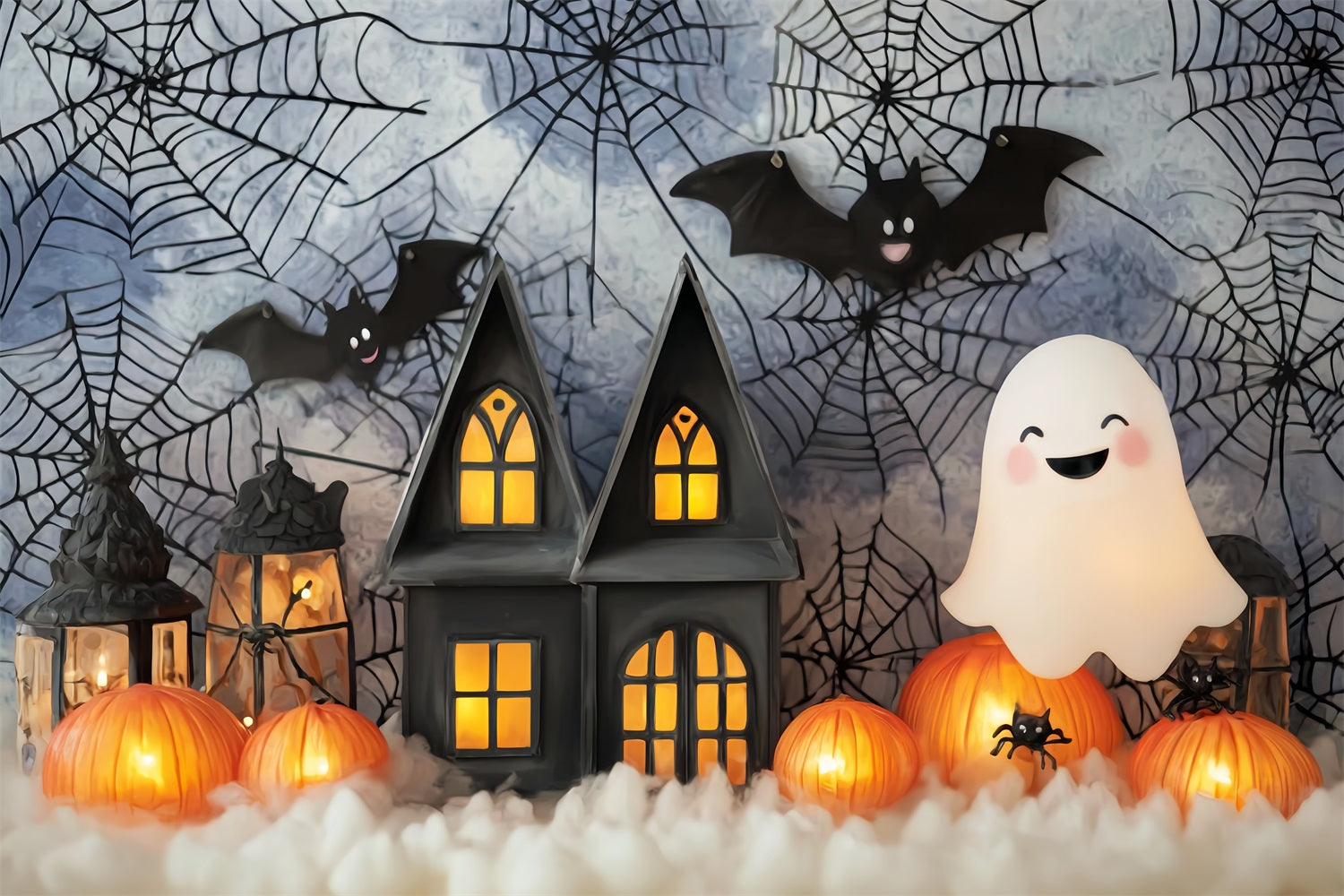 Halloween Bat Backdrop Cute Ghost Pumpkin Lantern Halloween Backdrop Ideas UK TWW59-71