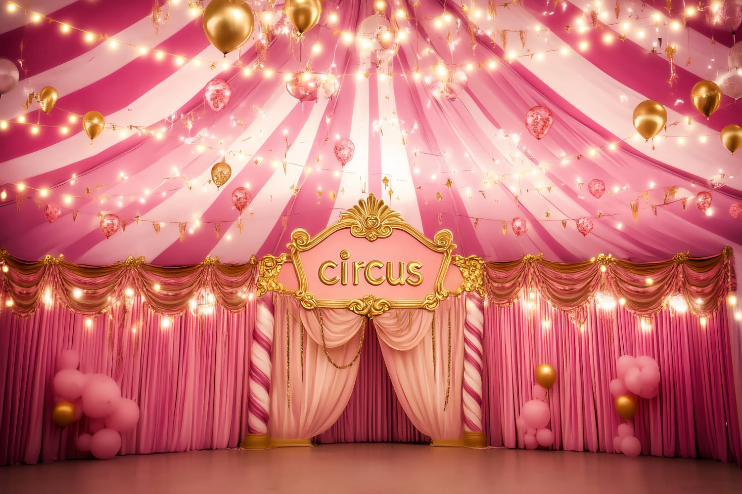 Carnival Tent Backdrop Pink Golden Glamour Hall Pink Circus Backdrop UK TWW59-8