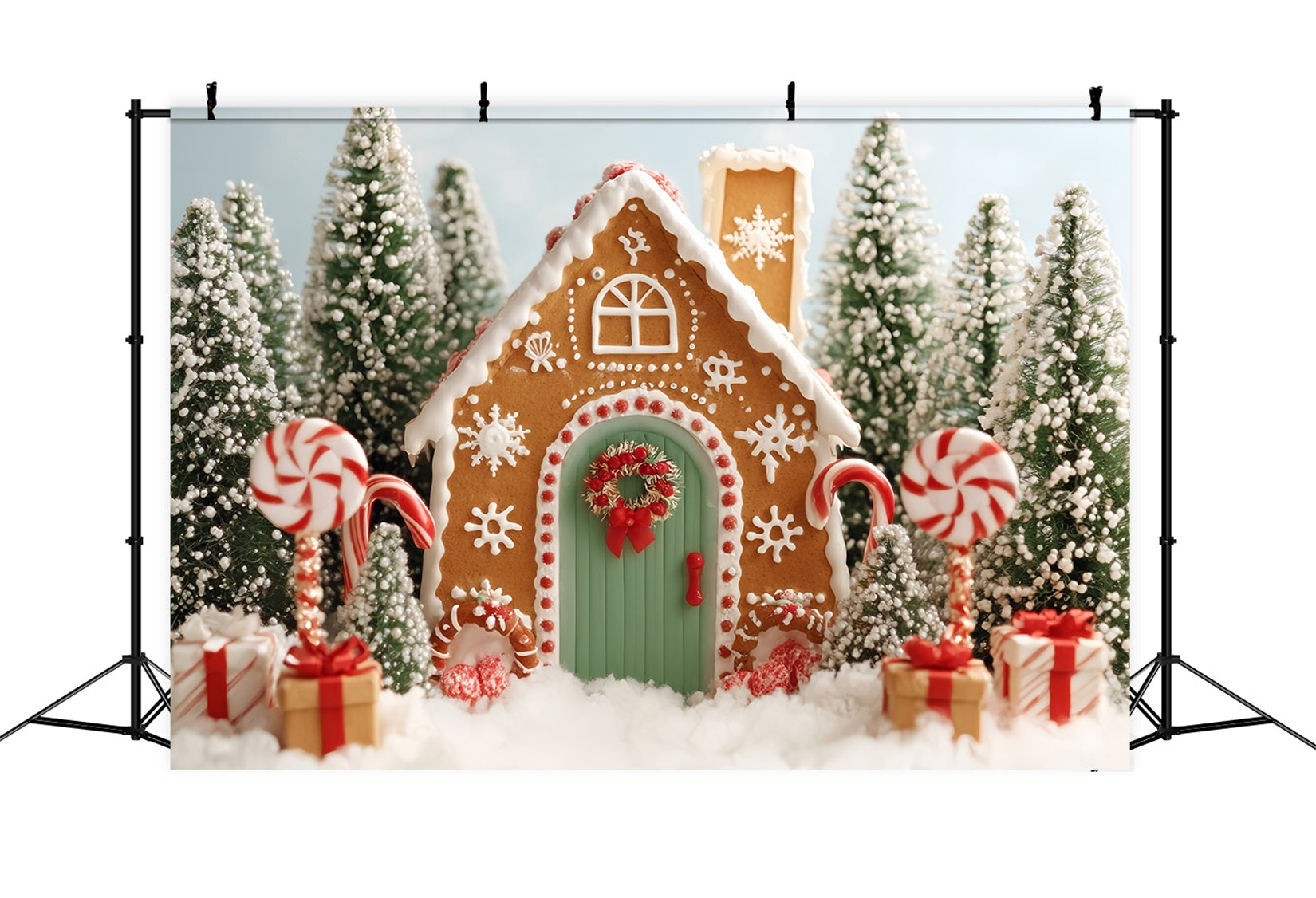 Gingerbread House Backdrop Candy Forest Gingerbread House Christmas Backdrops for Photography UK TWW59-89