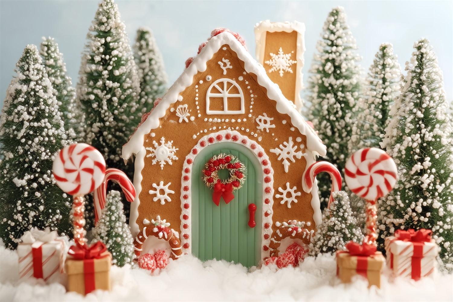 Gingerbread House Backdrop Candy Forest Gingerbread House Christmas Backdrops for Photography UK TWW59-89