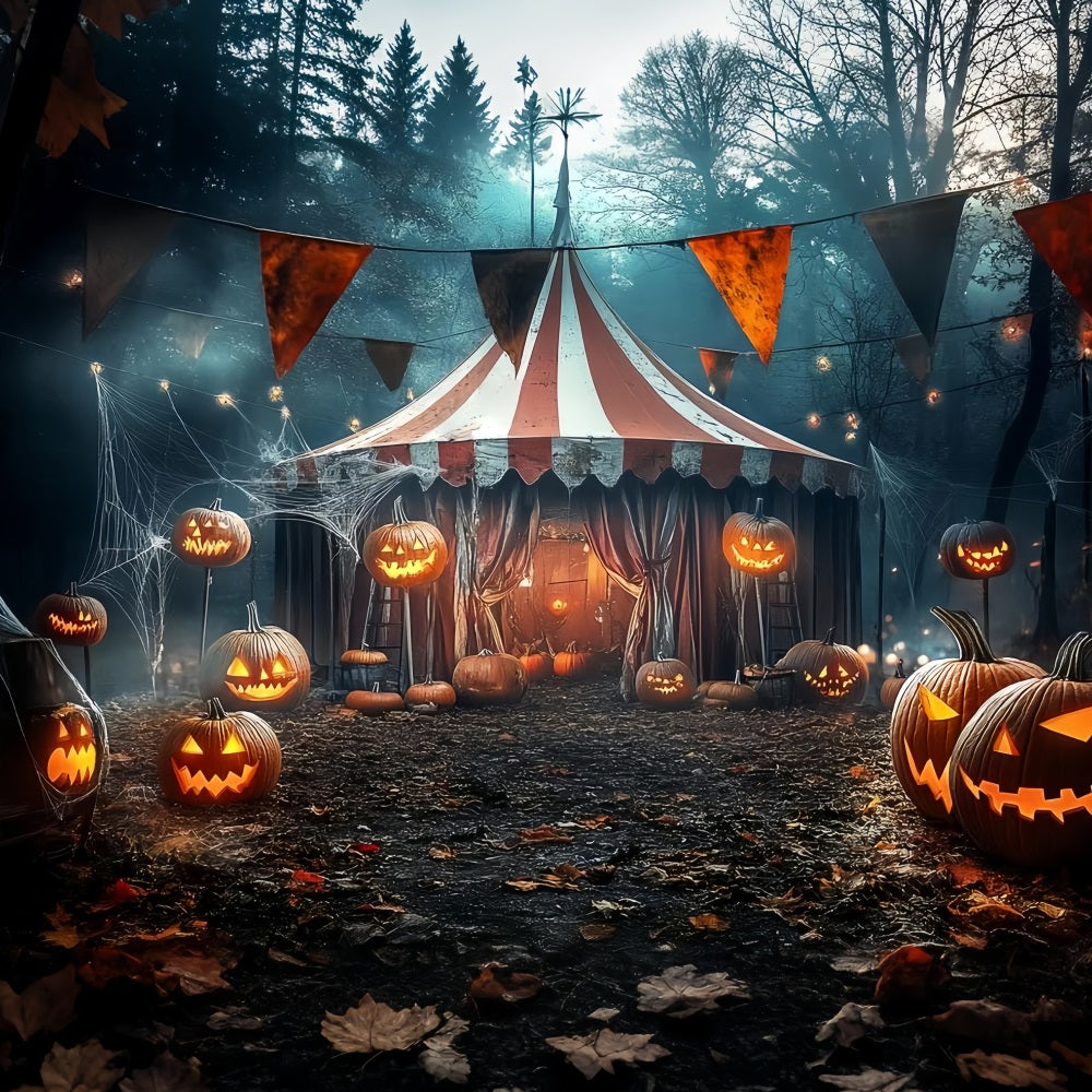 Halloween Circus Backdrop Pumpkin Lantern Spooky Tent Circus Backdrop UK TWW59-9