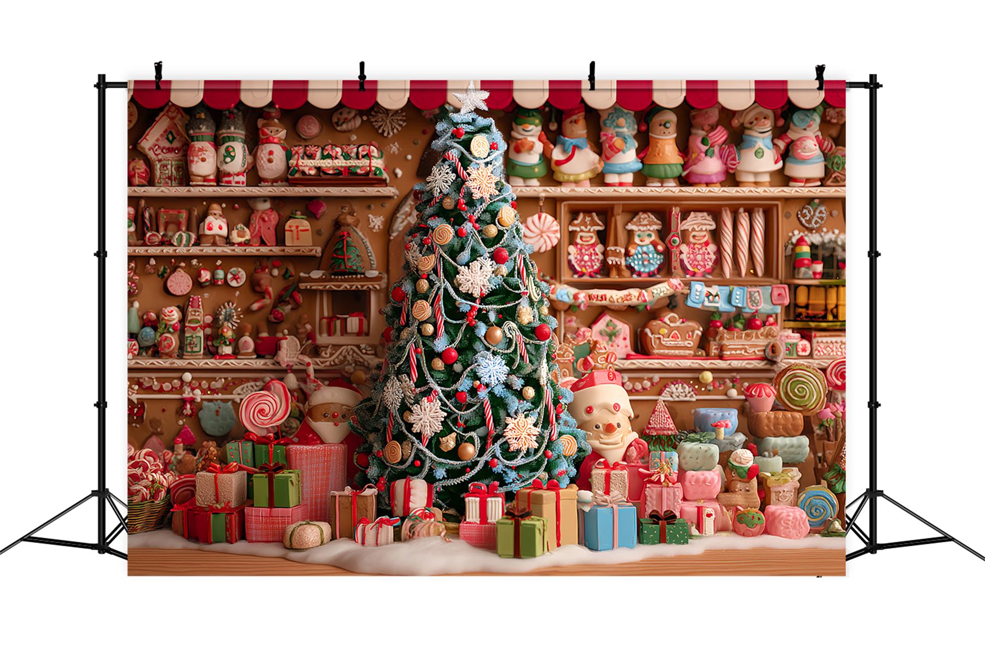 Gingerbread House Backdrop Gingerbread Bakery Christmas Tree Christmas Backdrop UK TWW59-91