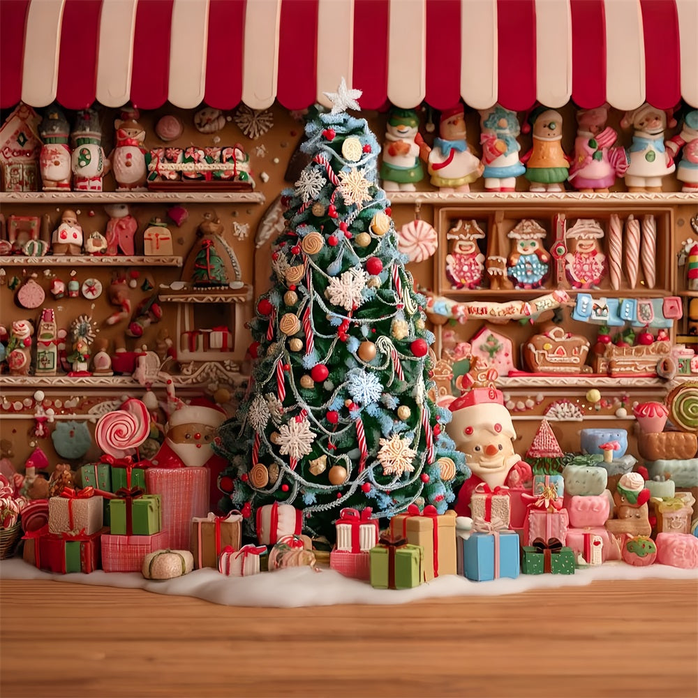 Gingerbread House Backdrop Gingerbread Bakery Christmas Tree Christmas Backdrop UK TWW59-91