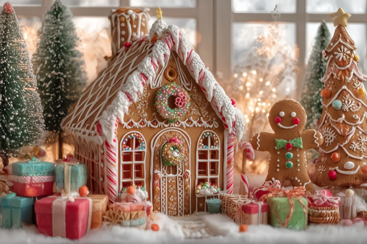 Gingerbread House Backdrop Holiday Cheer Gingerbread House Christmas Backdrops UK TWW59-92