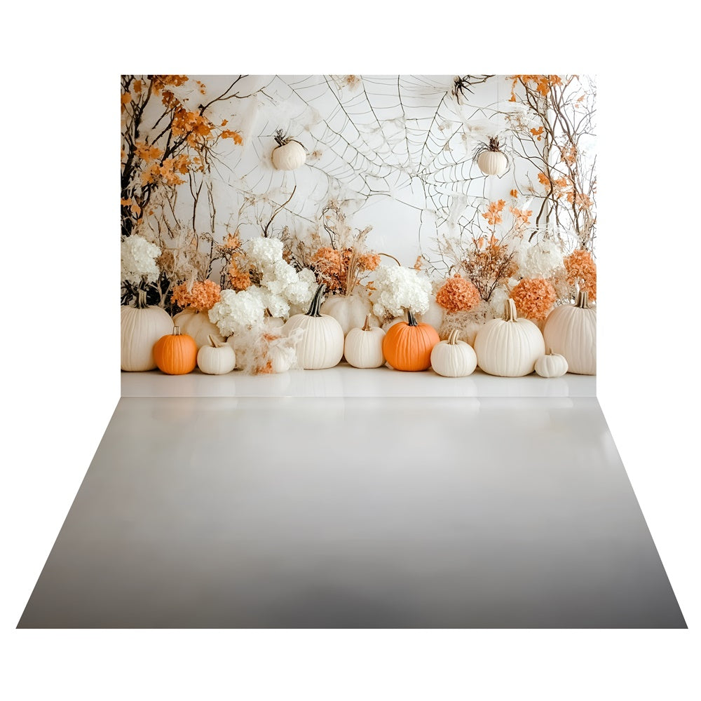 White Pumpkin Wall Backdrop+Smooth White Floor Backdrop UK TWW6-122