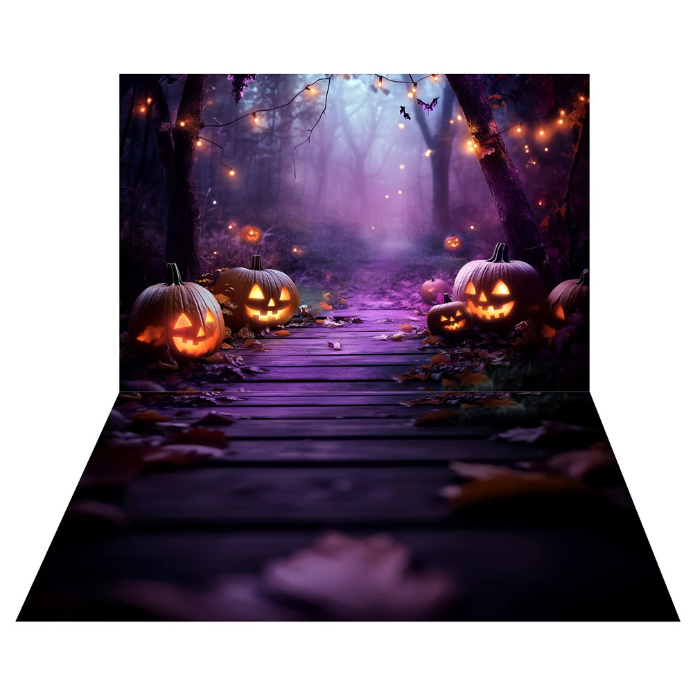 Spooky Forest Path Backdrop+Dark Wood Floor Backdrop UK TWW6-123