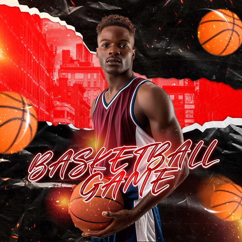 Basketball Backdrop Urban Hoops Vibe Custom Sports Event Backdrop UK TWW6-13