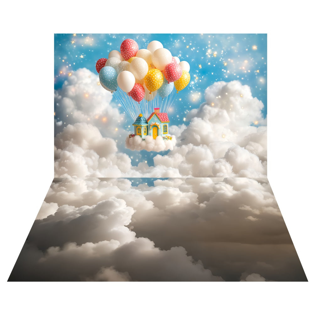 Dreamy Sky Home Backdrop+Soft Clouds Floor Backdrop UK TWW6-130