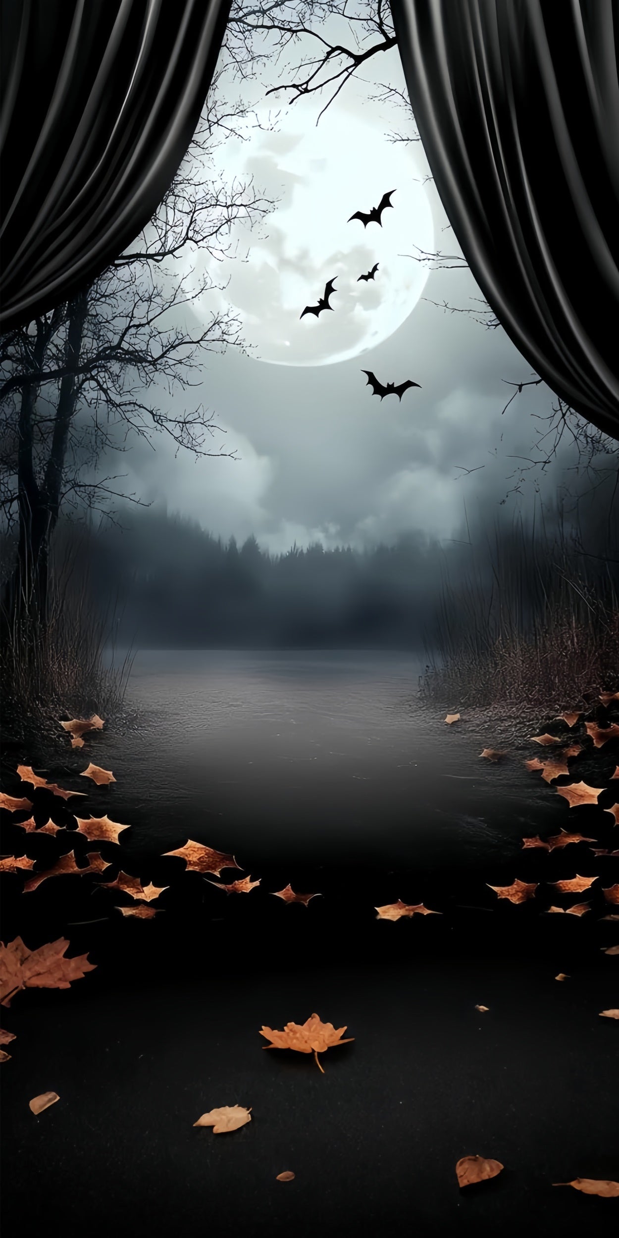 Halloween Backdrop Ideas Midnight Curtain Lakeside Sweep Backdrop UK TWW6-75