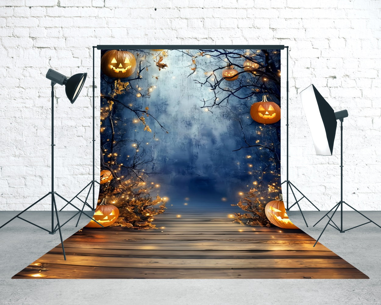 Halloween Photography Backdrop Pumpkin Glow Pathway Sweep Backdrop UK TWW6-77