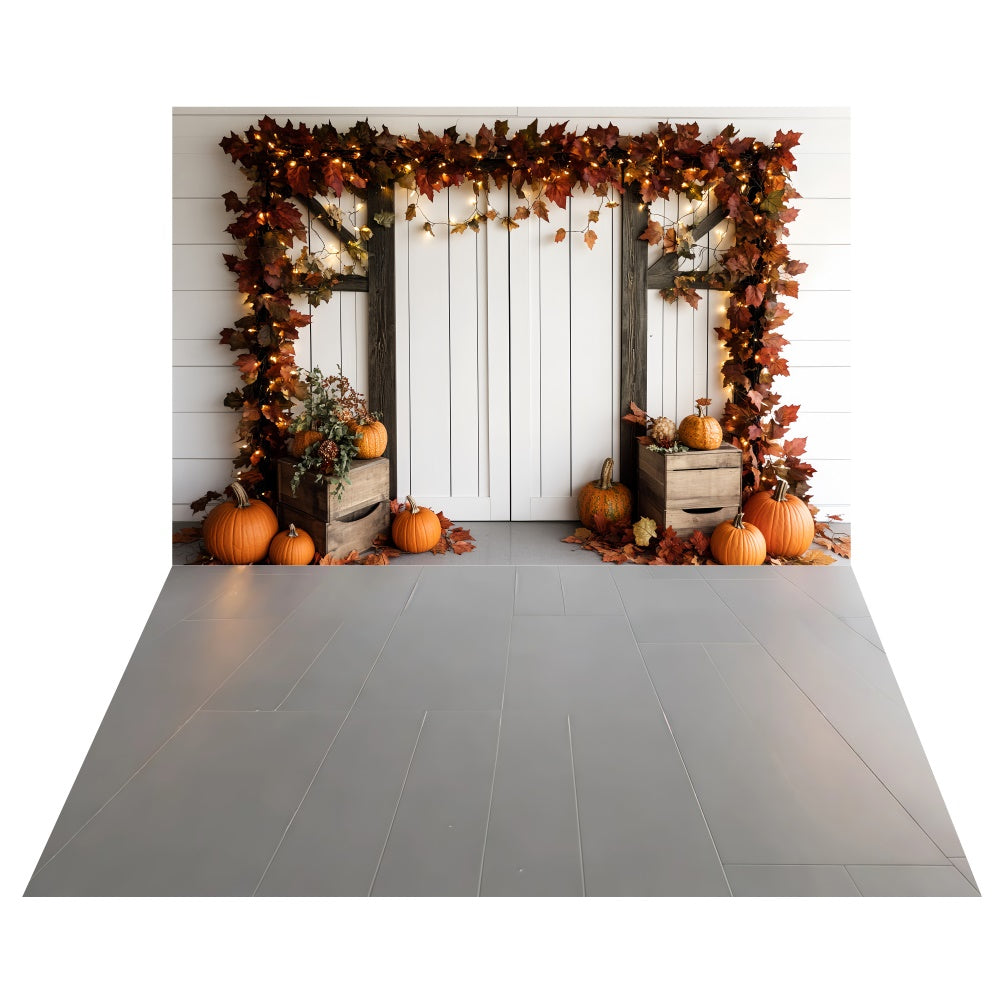 White Barn Garland Backdrop+Slate Grey Floor Backdrop UK TWW6-86