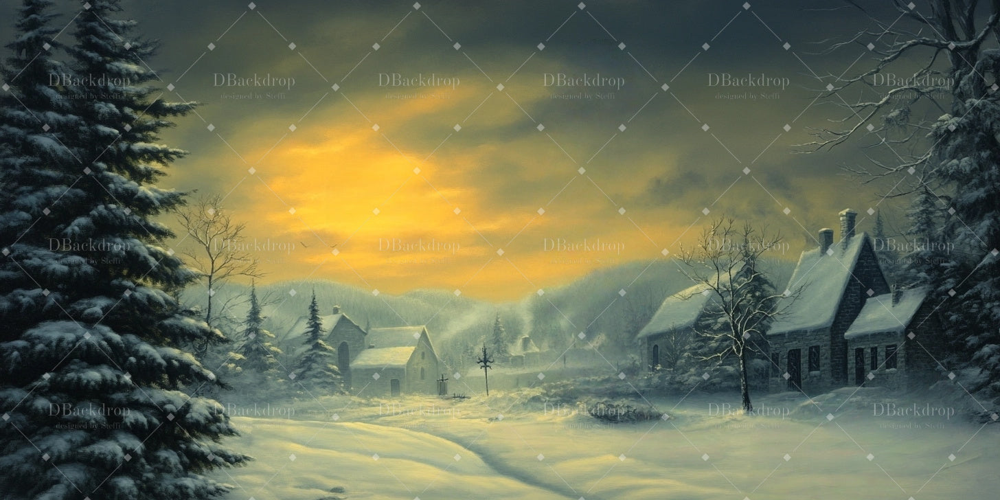 Theater Backdrops Winter Village Scenery Backdrops for Theater UK CSH59-T4