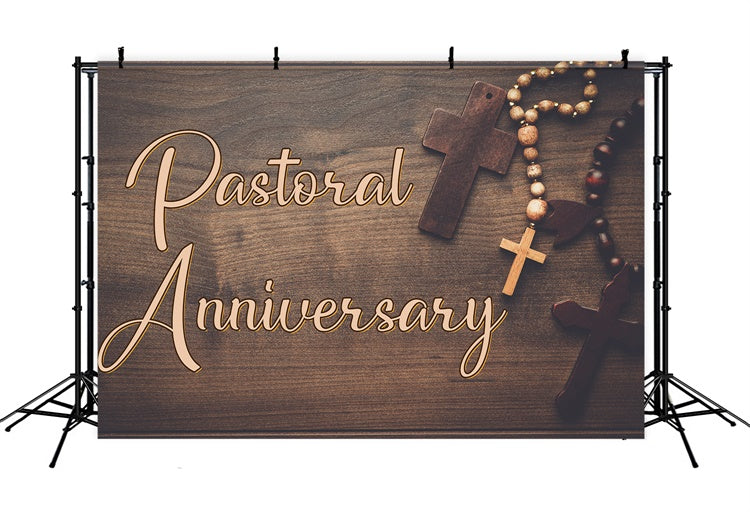 Pastor Appreciation Backdrop Rustic Wooden Cross Necklace Backdrop UK XY2-47