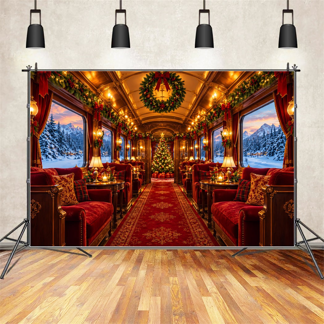 Christmas Backdrops for Photography Festive Luxury Train Interior Christmas Photography Backdrop UK ZTT610-41