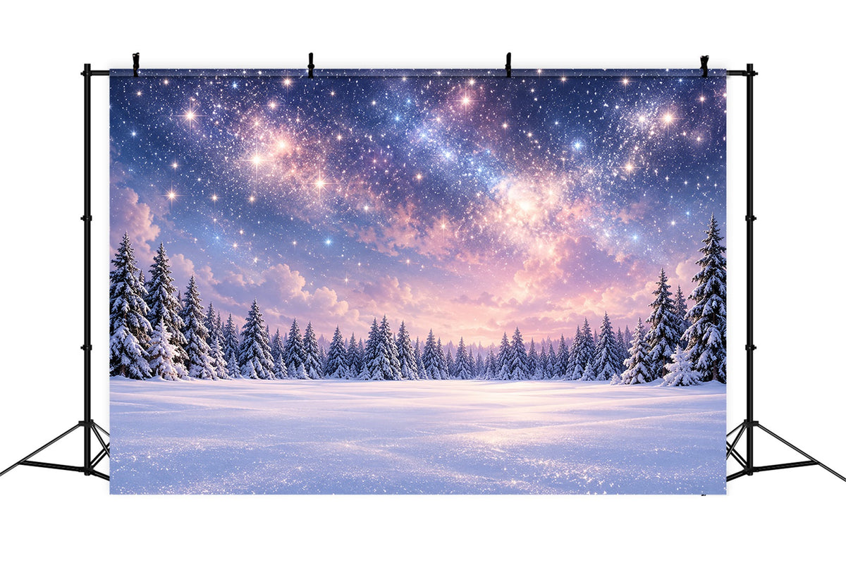 Christmas Tree Backdrops Starlit Snowy Forest Sky Xmas Backdrop UK ZTT610-42
