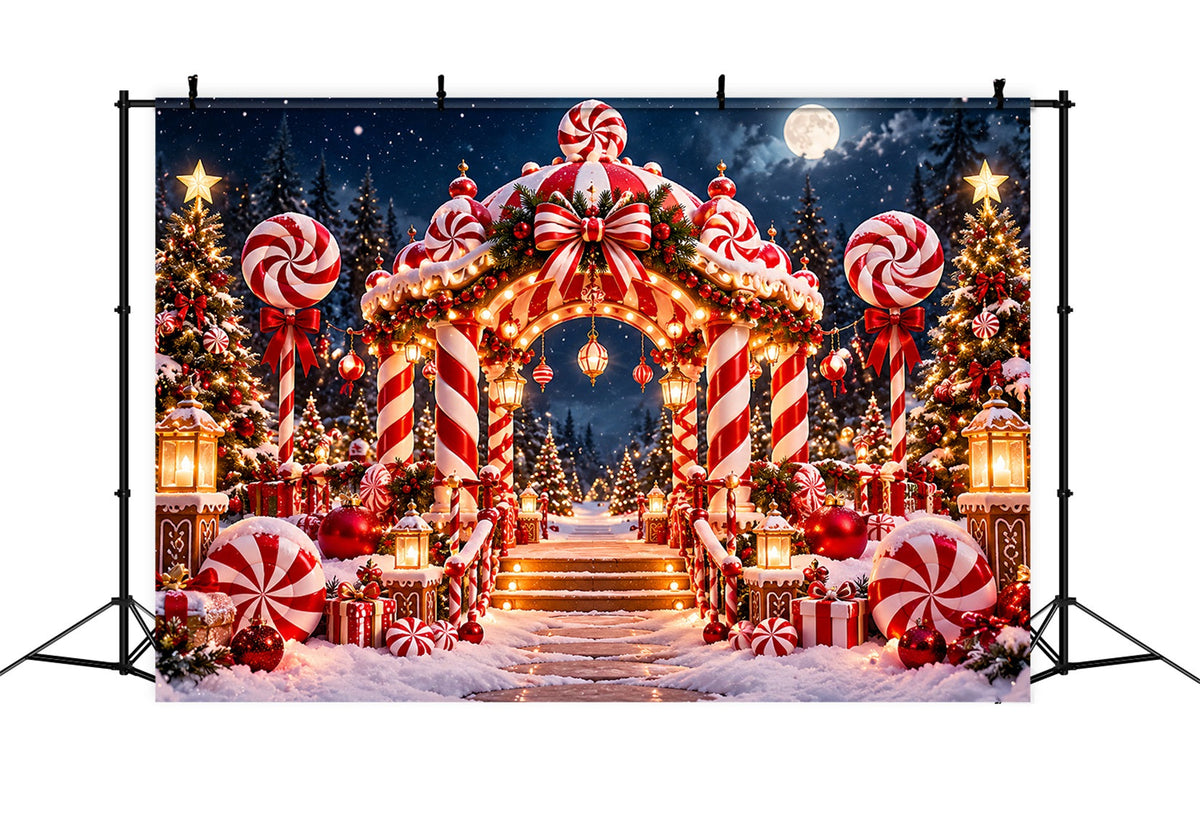 Christmas Candy Cane Backdrop Peppermint Candyland Entrance Christmas Party Backdrop UK ZTT610-48