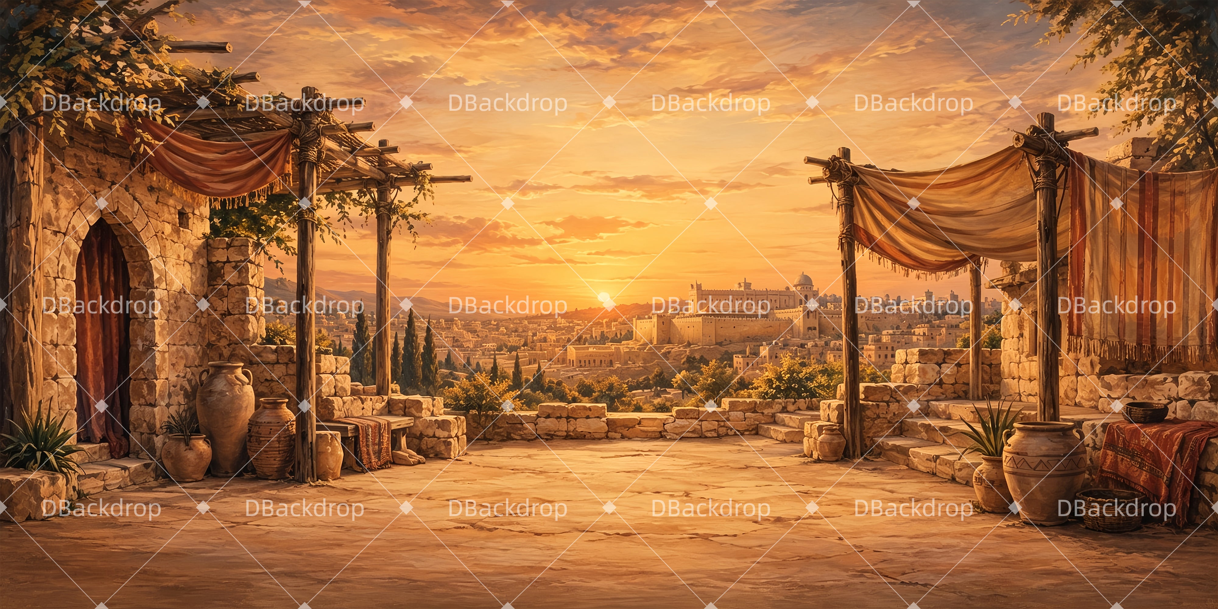 Theater Backdrops For Sale Sunset Courtyard Stage Backdrop Ideas UK ZTT65-T19